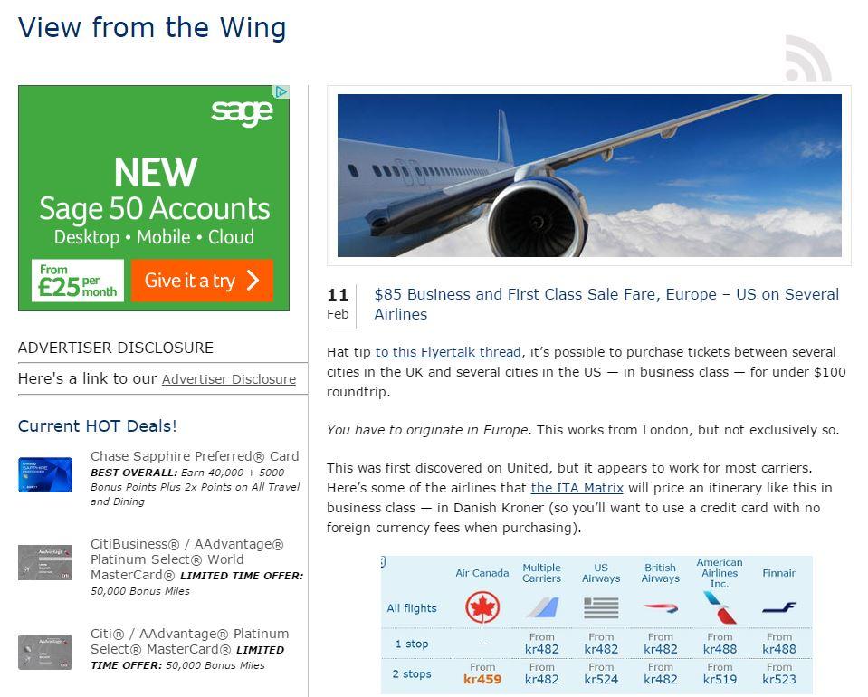 View From the Wing website helped consumers yesterday navigate their way to cheap airfares.