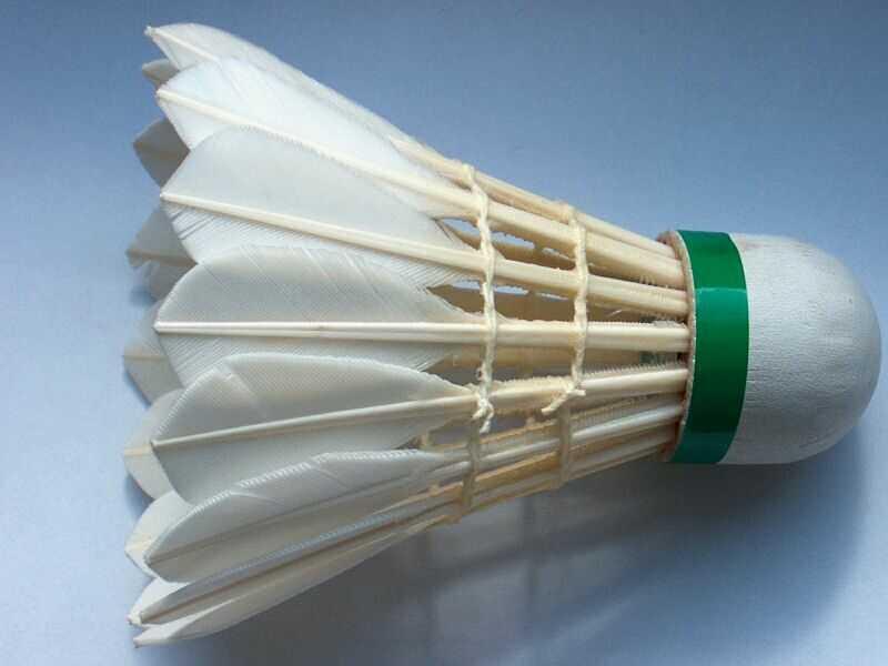 A badminton shuttlecock, or birdie, is designed to always fly nose first and slow down after its hit.