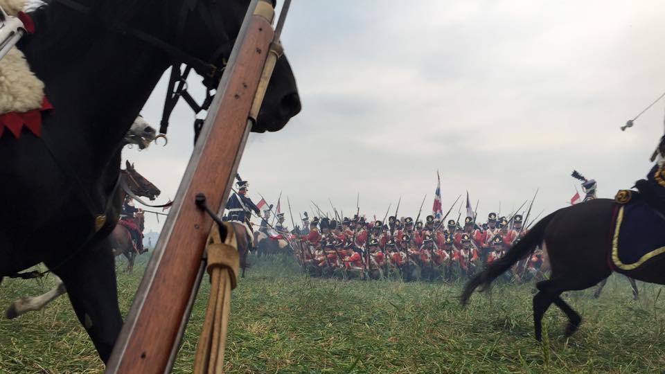 British infantry form square to repel French cavalry at Waterloo 2015