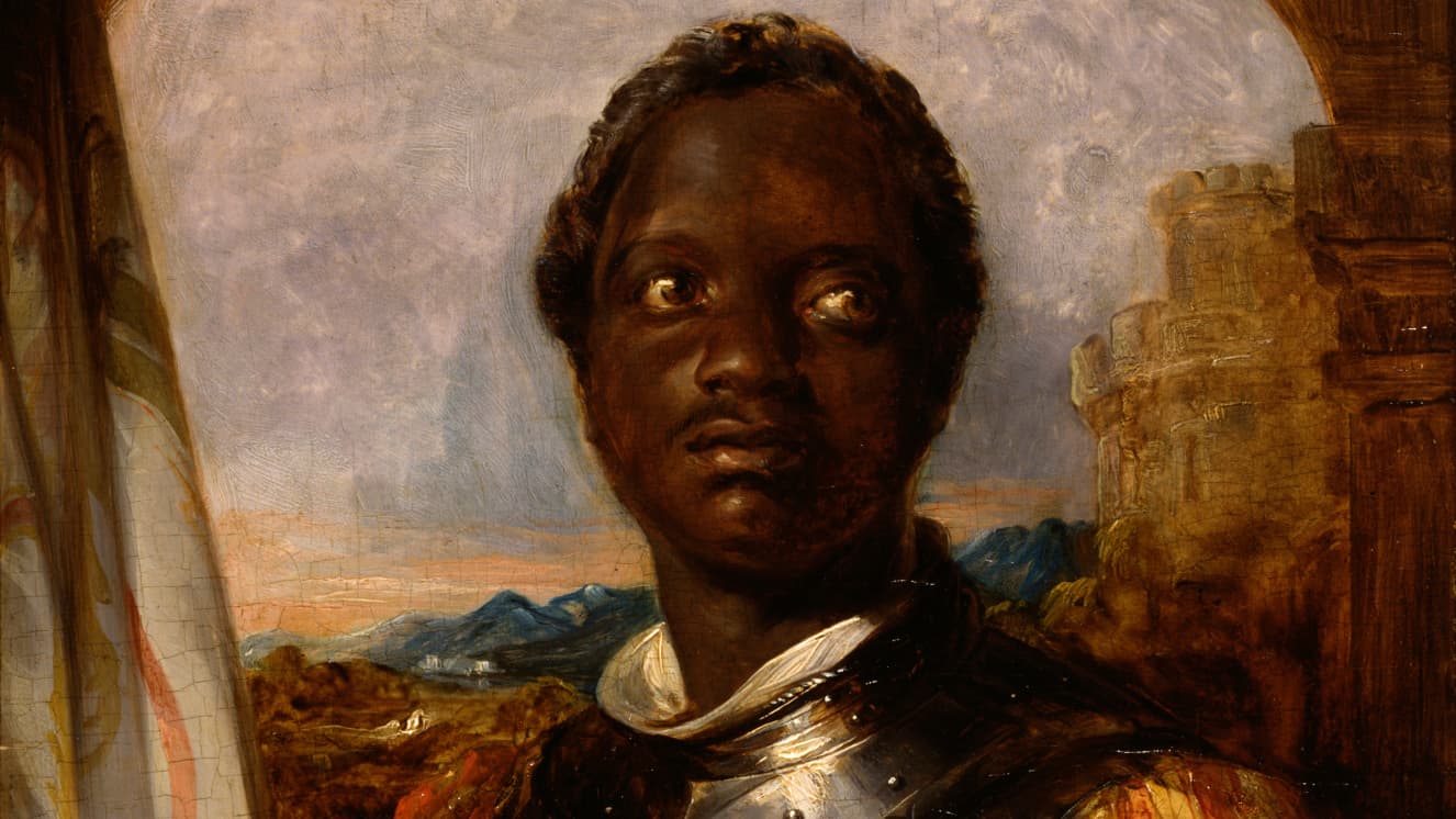 Ira Aldridge, as Othello, in battle armor, by William Mulready