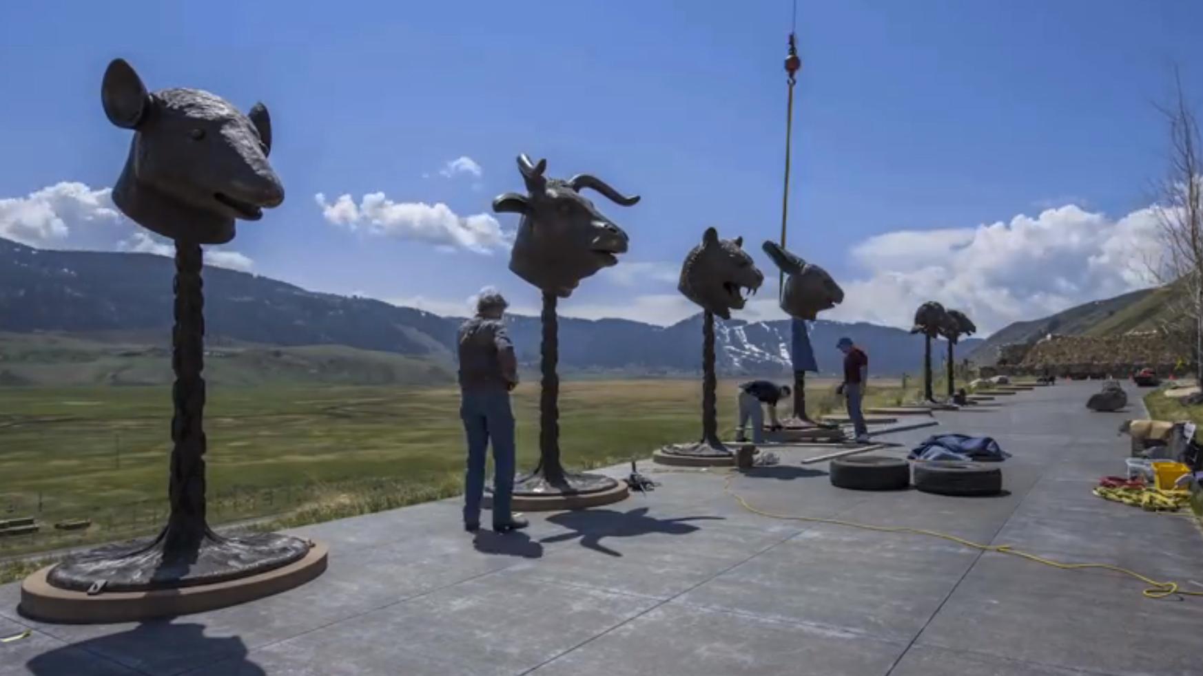 Ai Weiwei’s project, titled “Circle of Animals/Zodiac Heads" being installed in Jackson, Wyoming.