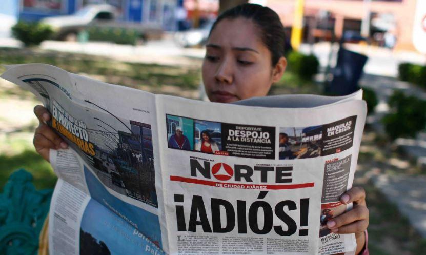 Norte de Ciudad Juarez closes down due to ongoing violence against its Mexican journalists.