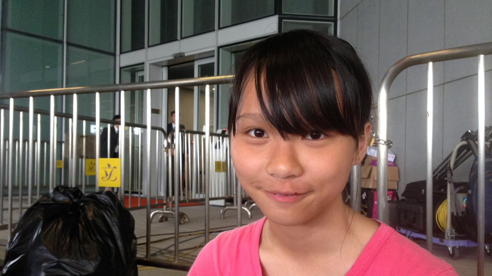 Agnes Chow, 17, started going to protests in high school. She's been a fixture at Hong Kong demonstrations over nearly two weeks of pro-democracy protests. 