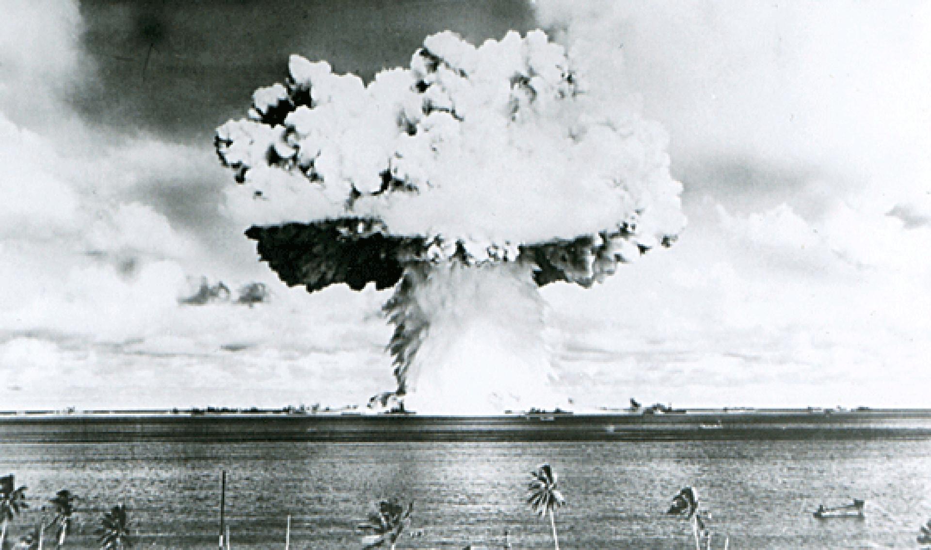 This image shows Baker, the second of the two atomic bomb tests