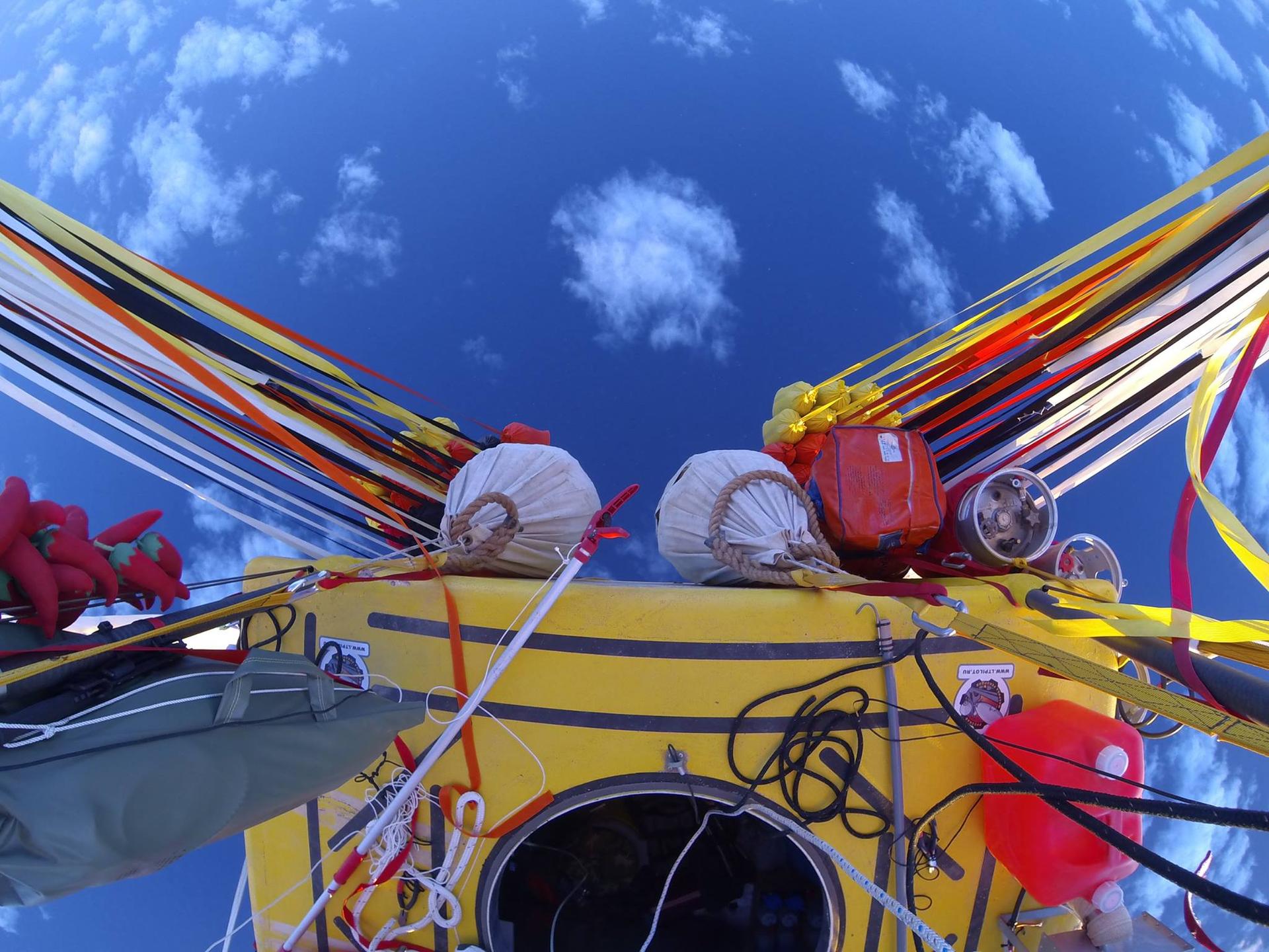 The view from 15,000 feet over the Pacific Ocean as seen from the Two Eagles Balloon flight deck.
