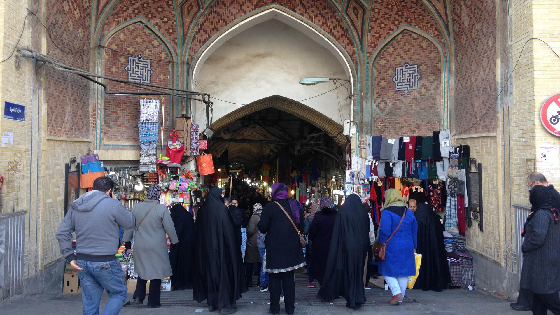 Shoppers at the grand bazaar in Tehran.