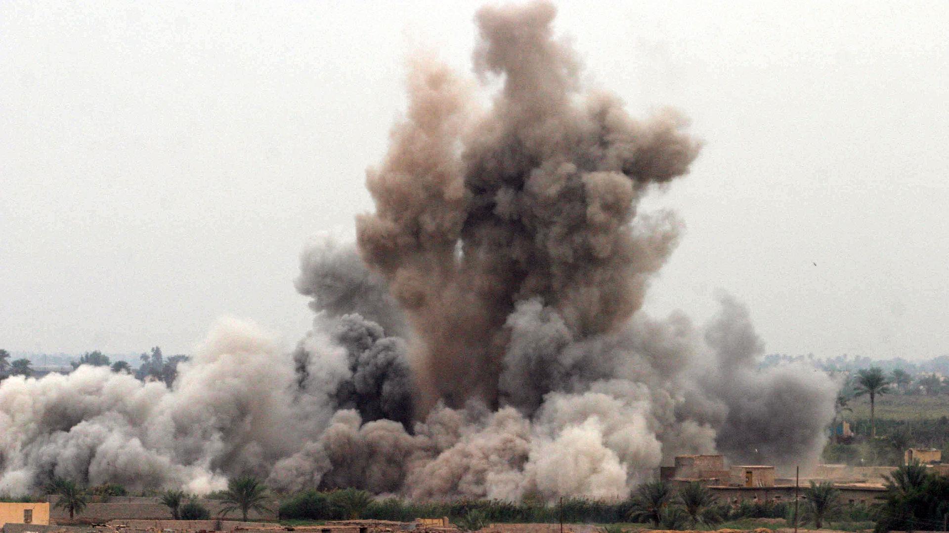 A US air strike on a suspected insurgent hideout in Fallujah in 2004. It's been more than 2 1/2 years since the US carried out air strikes in Iraq. 