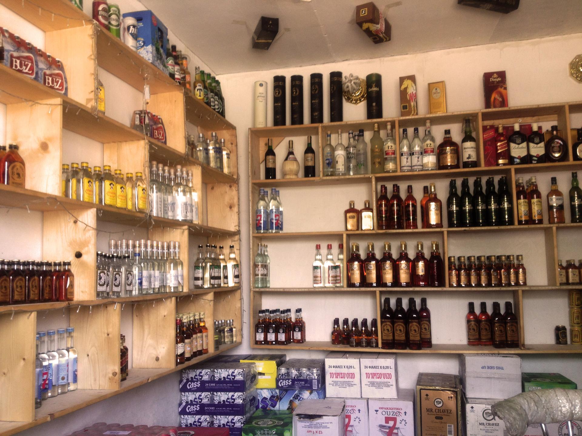 A liquor store on Saadoun Street in downtown Baghdad. The biggest sellers are beer and "Chivas 18 and [Johnny Walker} Black."
