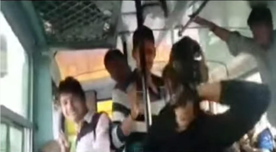 Footage of two Indian sisters defending themselves from harrassment was filmed on a phone by a fellow passenger.