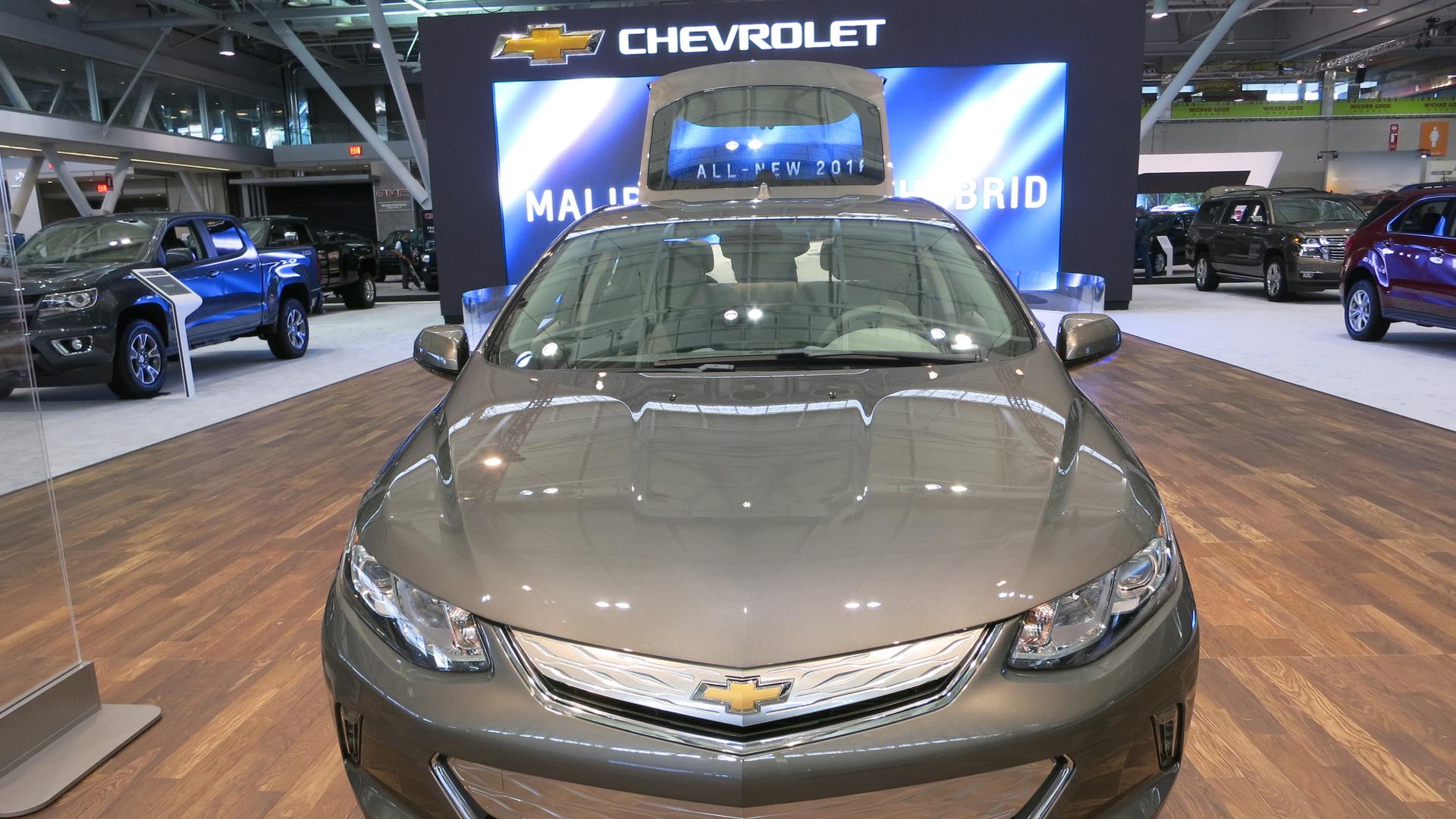Hybrid vehicles like the Chevrolet Volt were front and center at Boston's auto show. 