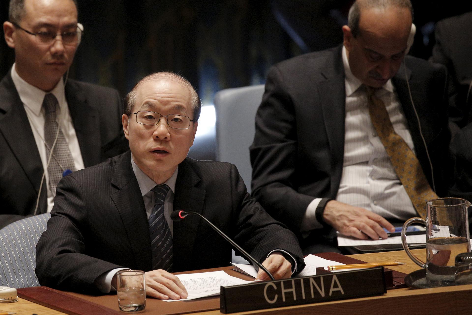 Chinese ambassador Liu Jieyi addresses the United Nations Security Council