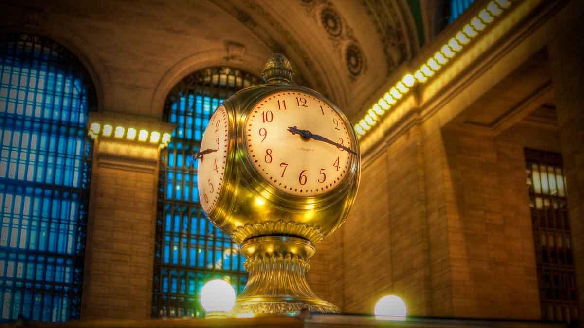 The clock in Grand Central Station in New York.