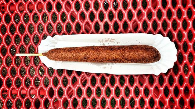 American artifact #115: A foot-long corn dog from the State Fair.