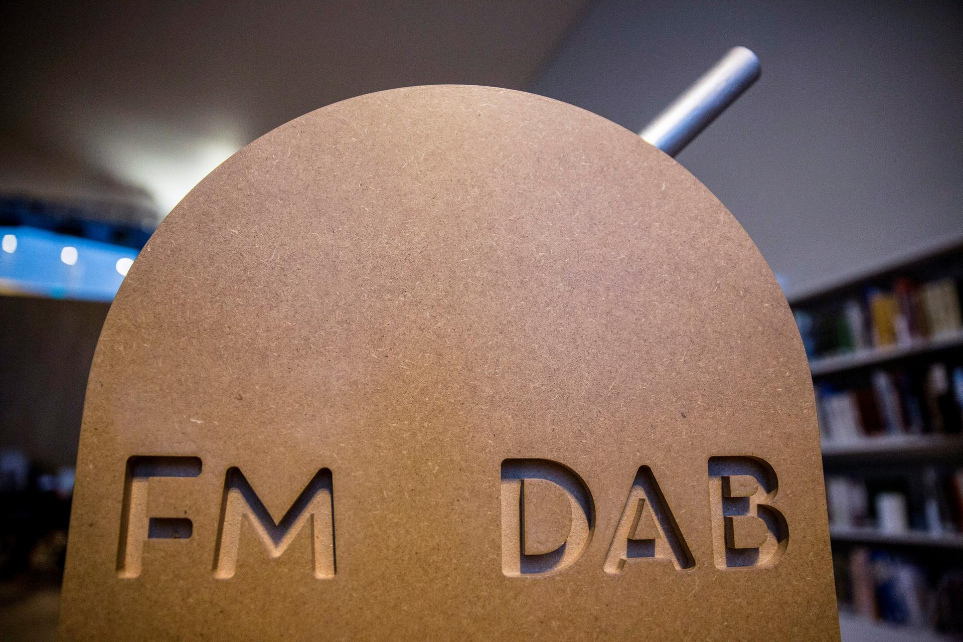 A switch is seen at a ceremony where the northern part of Norway's FM radio network was shut down in favor of digital radio or DAB