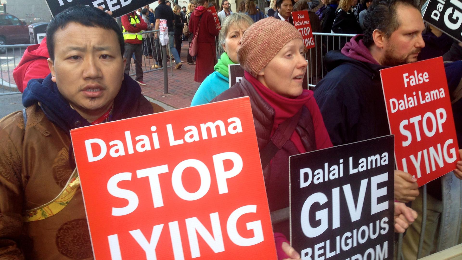 Supporters of the Dorje Shugden tradition in Tibetan Buddhism are behind a concerted protest campaign against the Dalai Lama, who spoke in downtown Boston on Thursday.