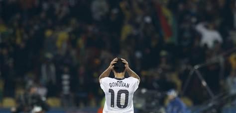 United States' Landon Donovan reacts after his team conceded a goal in extra time during the 2010 World Cup second round match against Ghana at Royal Bafokeng stadium in Rustenburg June 26, 2010.