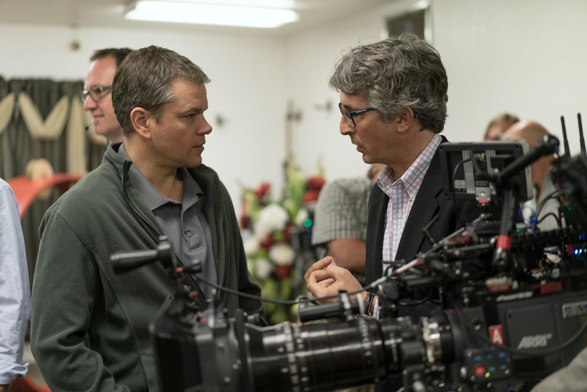 Matt Damon and Director Alexander Payne on the set of Downsizing