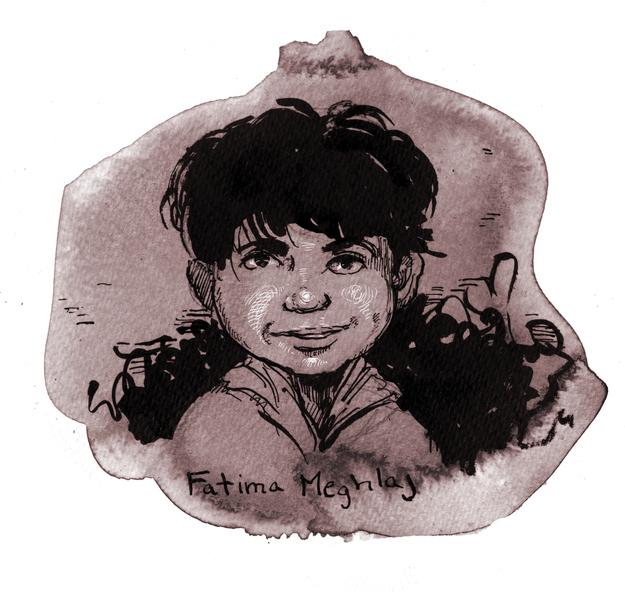 Molly Crabapple's portrait of Fatima Meghlaj, age two, who died in a bombing of her hometown in Syria