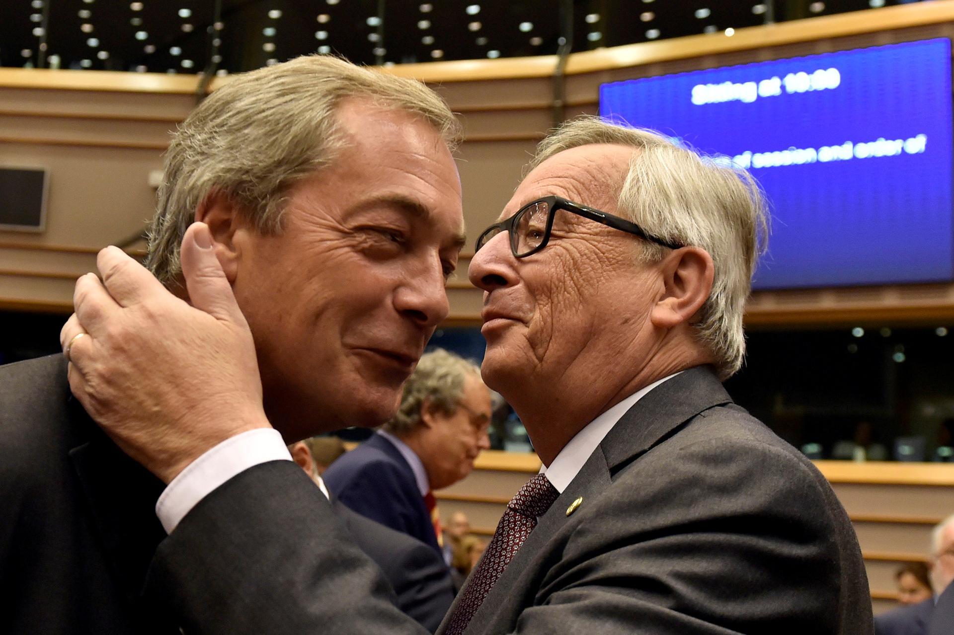 Jean-Claude Juncker welcomes Nigel Farage