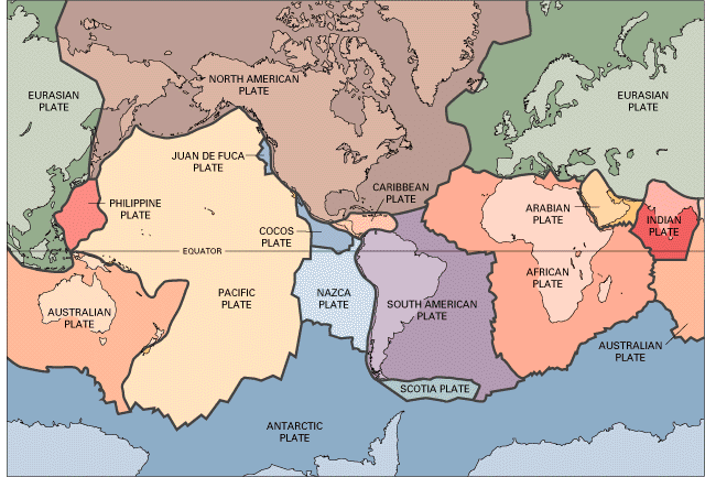 Plate tectonics illustration.