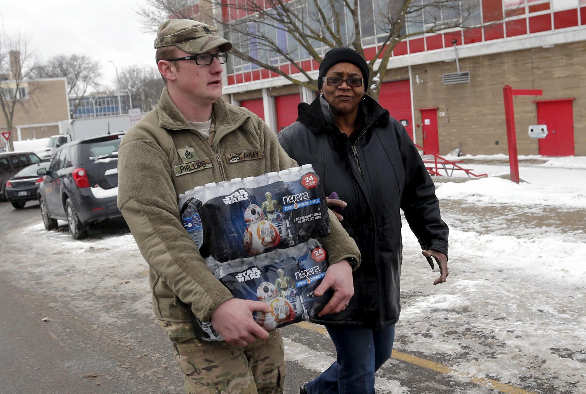 Michigan National Guard helping with water distribution