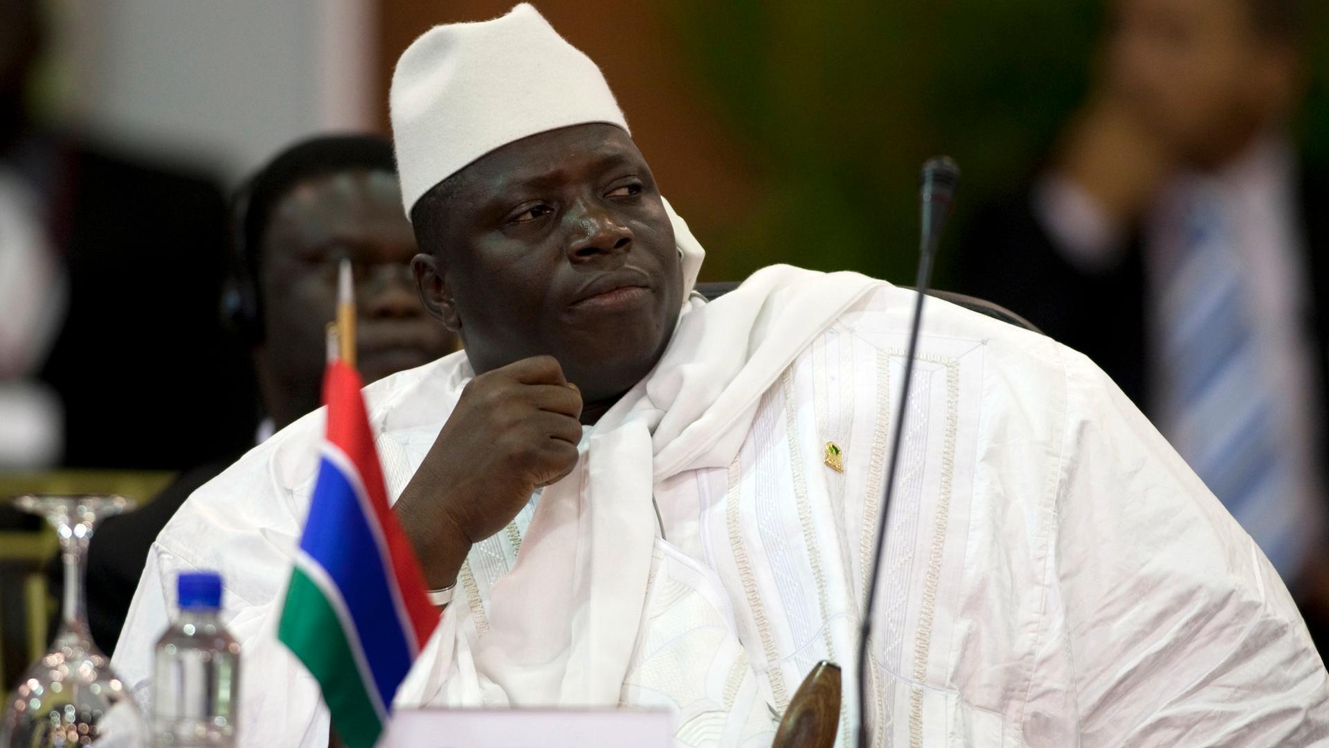 Gambia's president, Al Hadji Yahya Jammeh, attends the plenary session of the Africa-South America Summit in 2009.