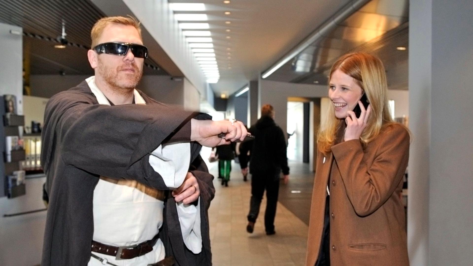 Reykjavik mayor Jón Gnarr decked out as Obi-Wan Kenobi at a political event in Reykjavik, Iceland.