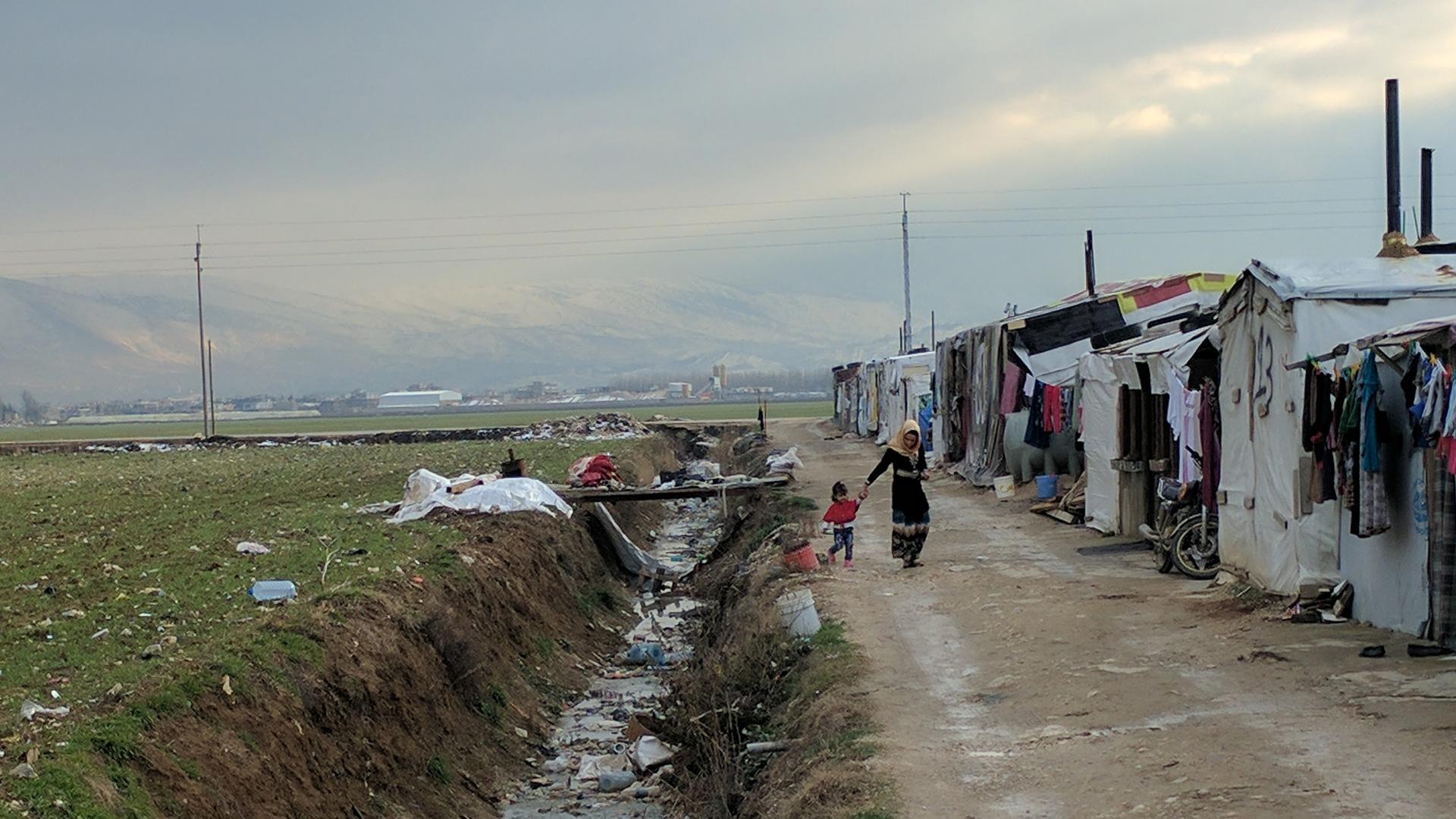 A settlement for Syrian refugees in the Bekaa Valley, Lebanon.