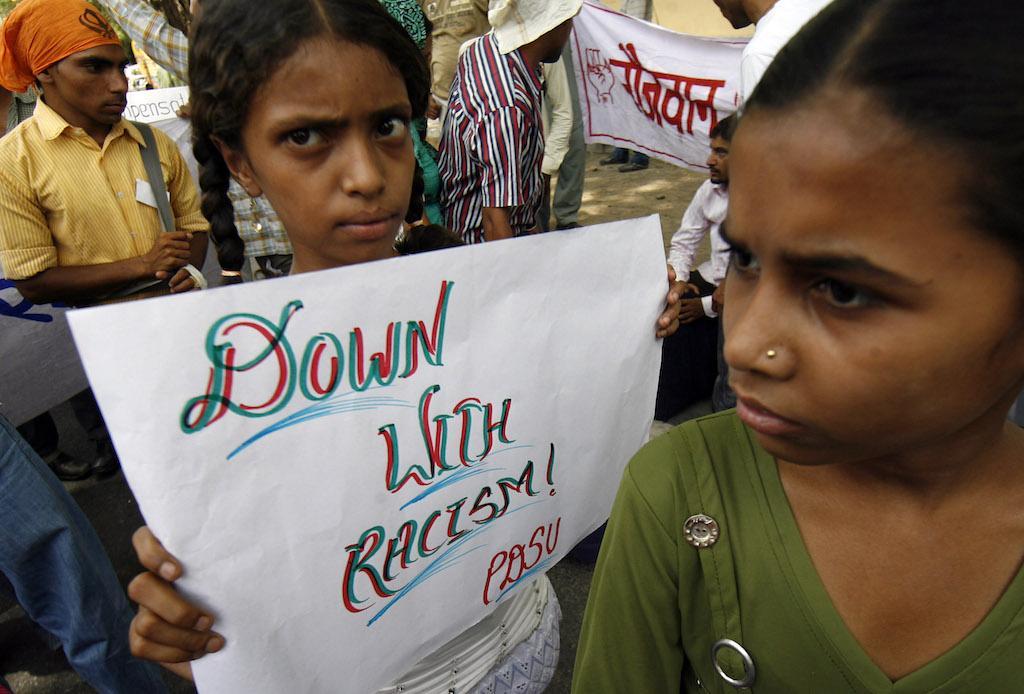An anti-racism protest in New Delhi, June 2009.