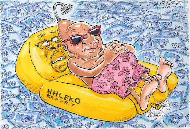 In June 2015, a report by South Africa's Minister of Police Nkosinathi Nhleko said President Jacob Zuma was not liable to pay for any of the features built at Zuma's Nkandla home, including the swimming pool and amphitheatre.  Nhleko's report called the s