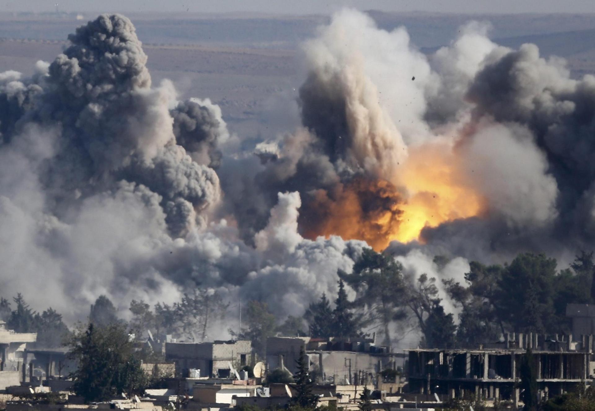 The immediate aftermath of a coalition airstrike on Syria in October, 2015. 
