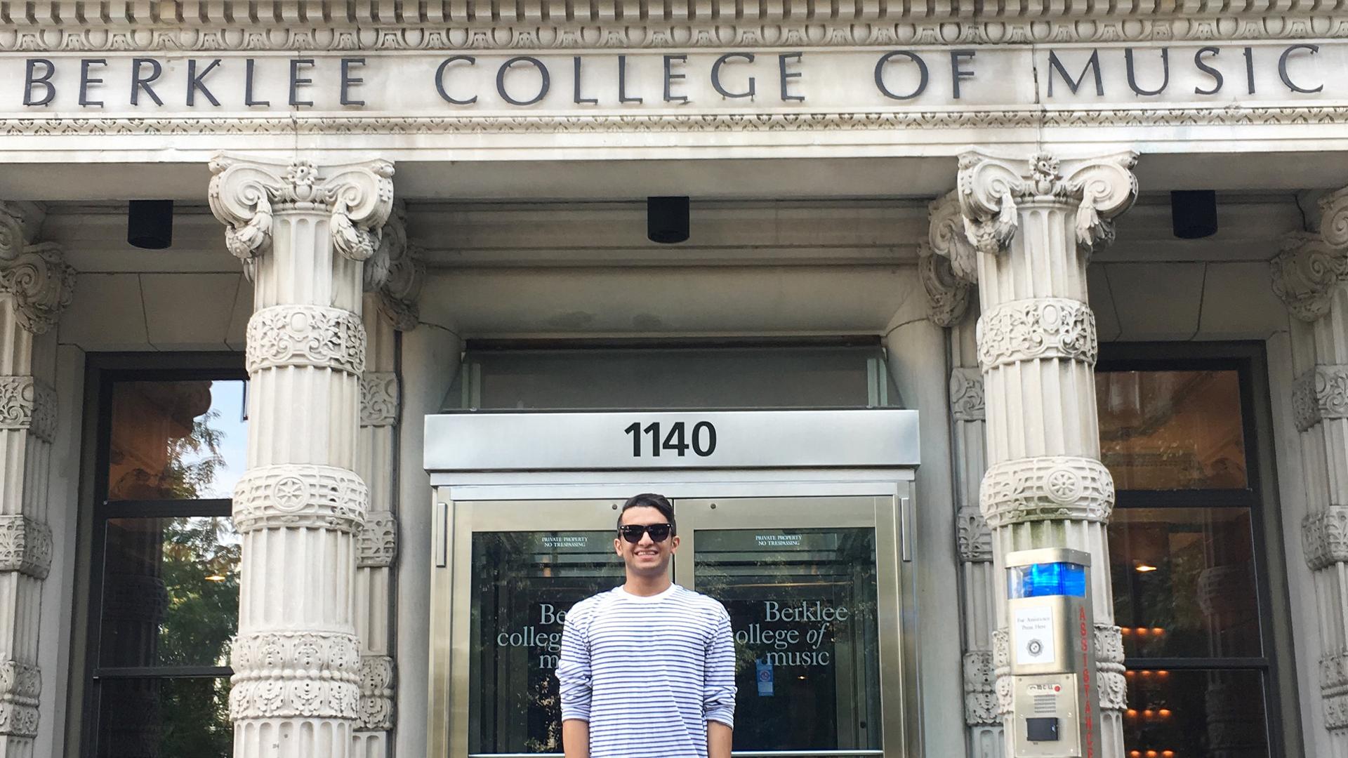 19-year-old Amir Darabi at Berklee College of Music in Boston.