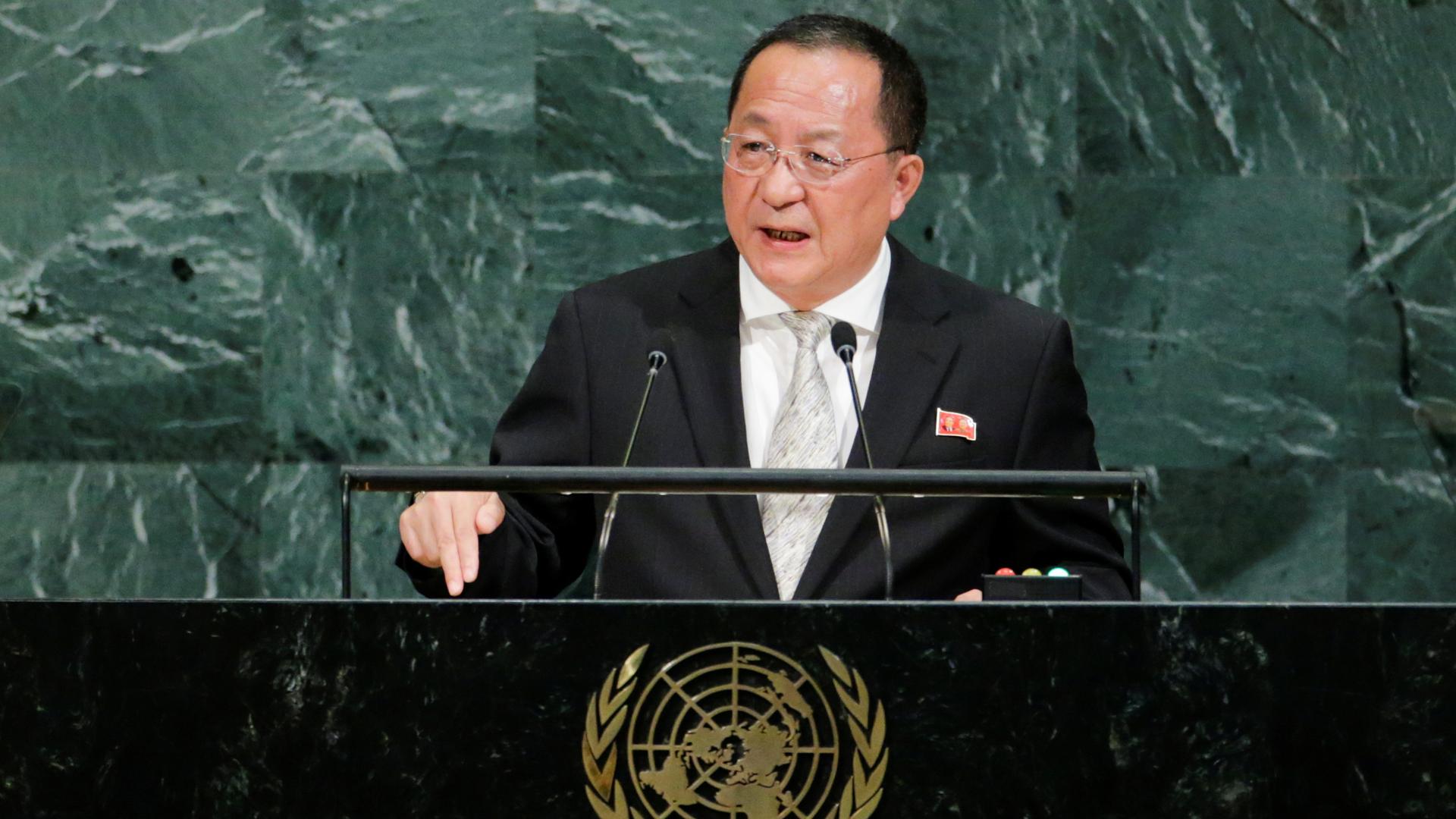 North Korean Foreign Minister Ri Yong-ho addresses the 72nd United Nations General Assembly