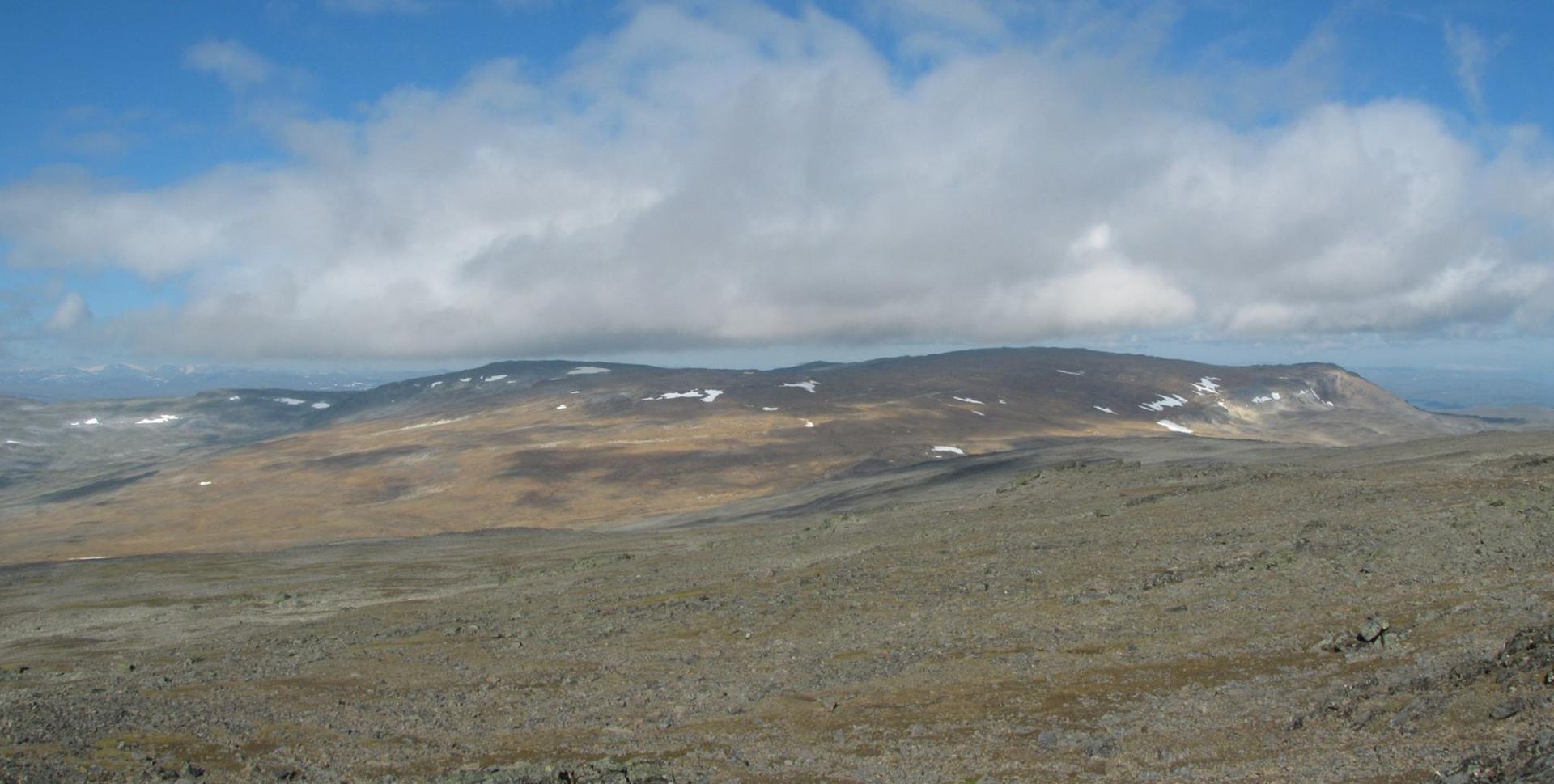 A panoramic view of the mountains near the border between Norway and Finland.