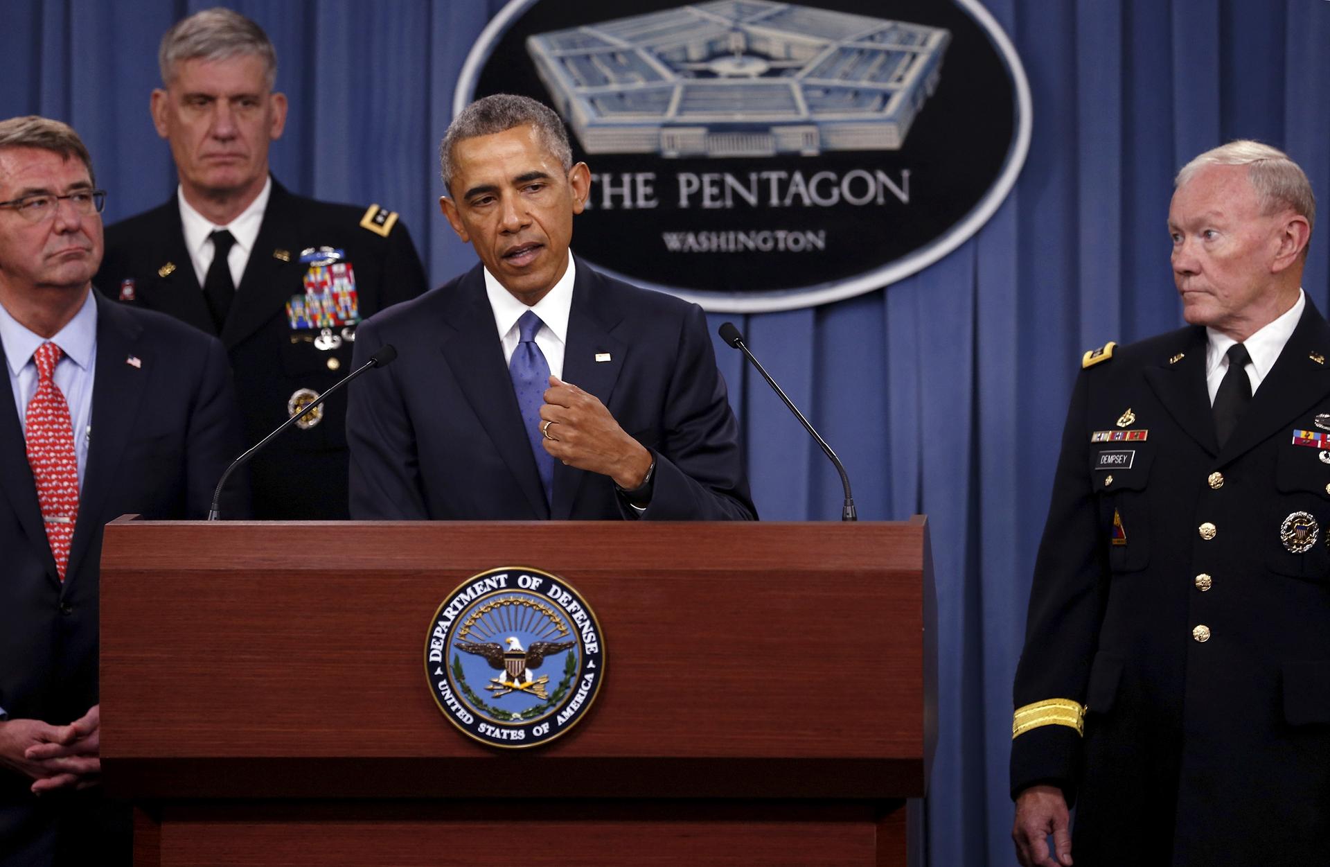 US President Barack Obama at the Pentagon
