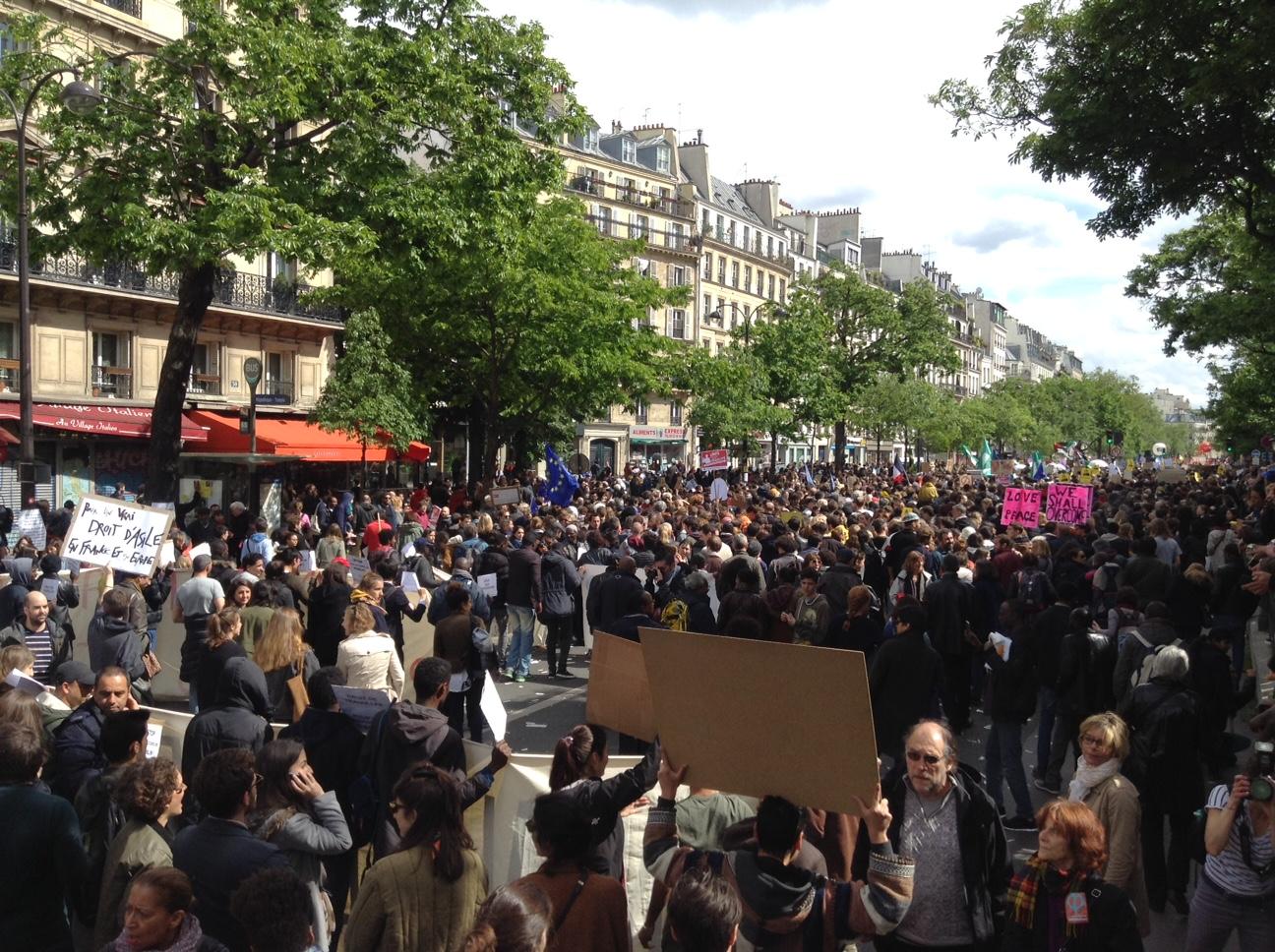 A massive May 1st rally against Marine Le Pen began on place de la République in Paris.