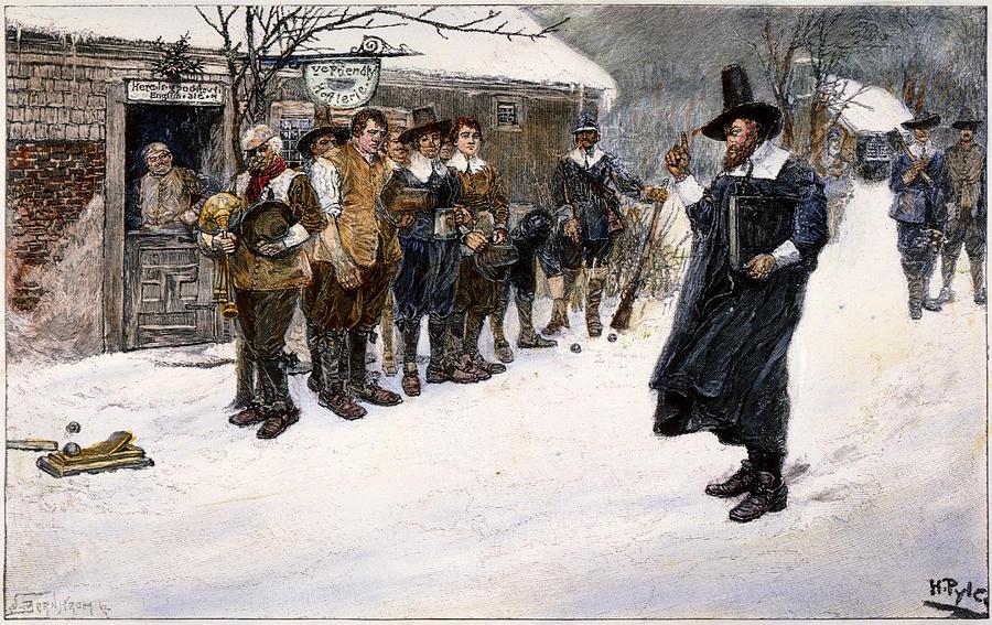 “The Puritan Governor interrupting the Christmas Sports,” by Howard Pyle c. 1883