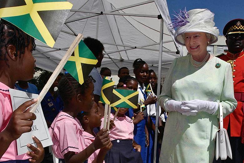 Queen Elizabeth II on one of her visits to Jamaica
