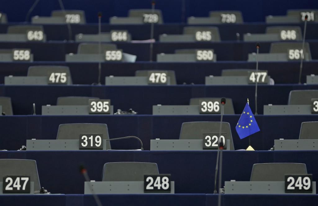 Empty desks in European Parliament on Jan. 20, 2016.