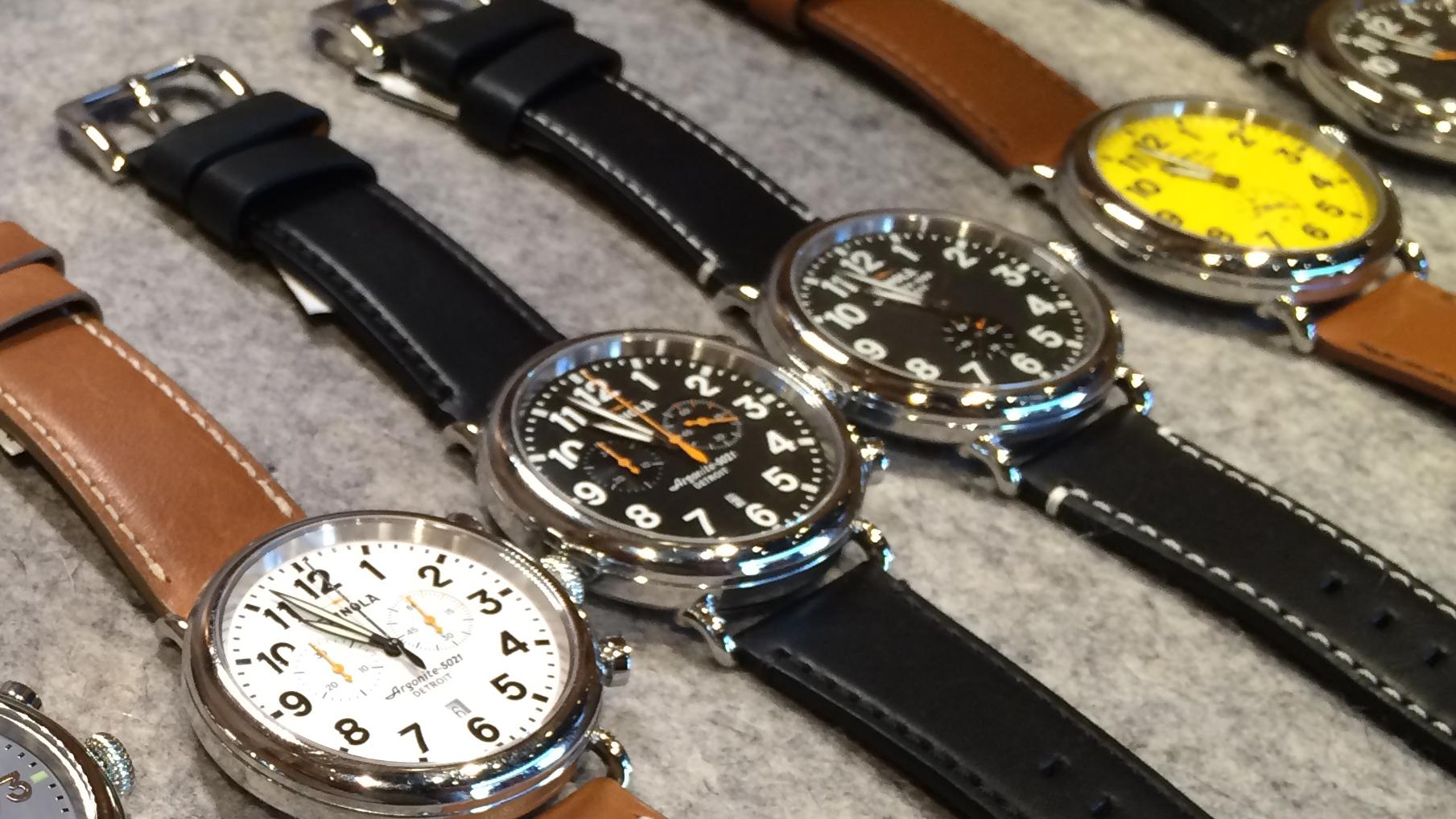 Shinola's watches on sale in its Ann Arbor, Michigan store. The company now has more than a dozen US locations and one overseas store in London. 
