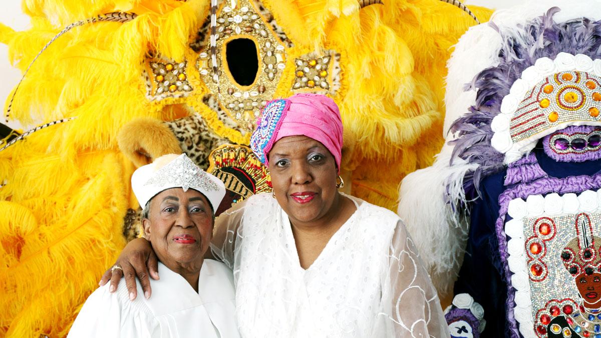 Cherice Harrison Nelson (R) with her aunt, who is a bishop at a Spiritual Church in New Orleans. The spiritual church has also adapted the St. Joseph’s tradition, and builds elaborate altars.