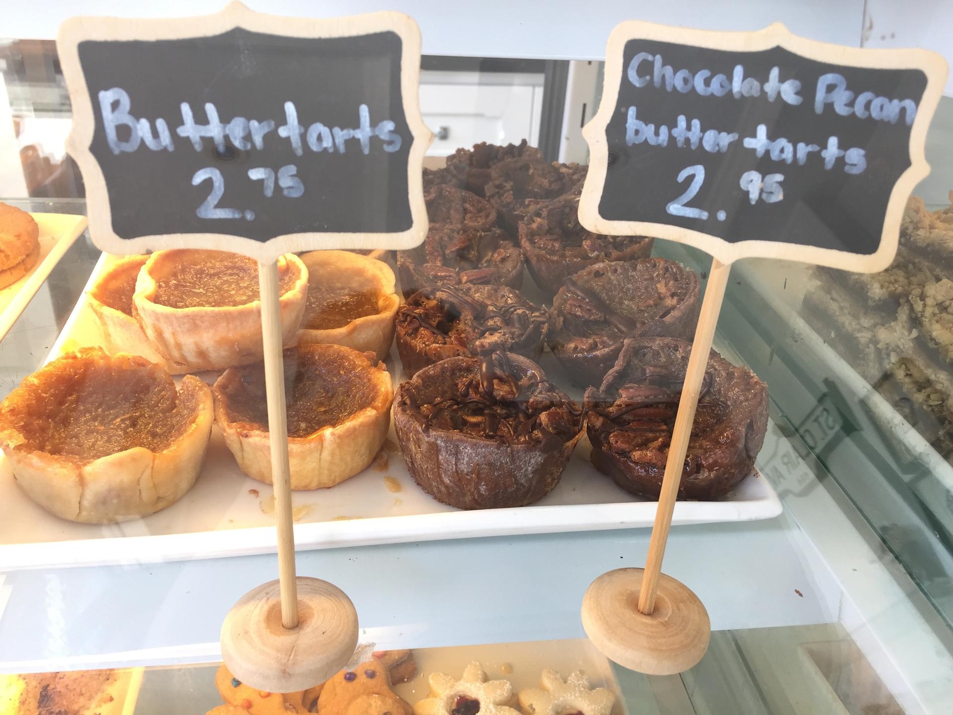 A sampling of the wonderfully sweet butter tarts baked fresh daily at Leah's Bakery in Toronto.