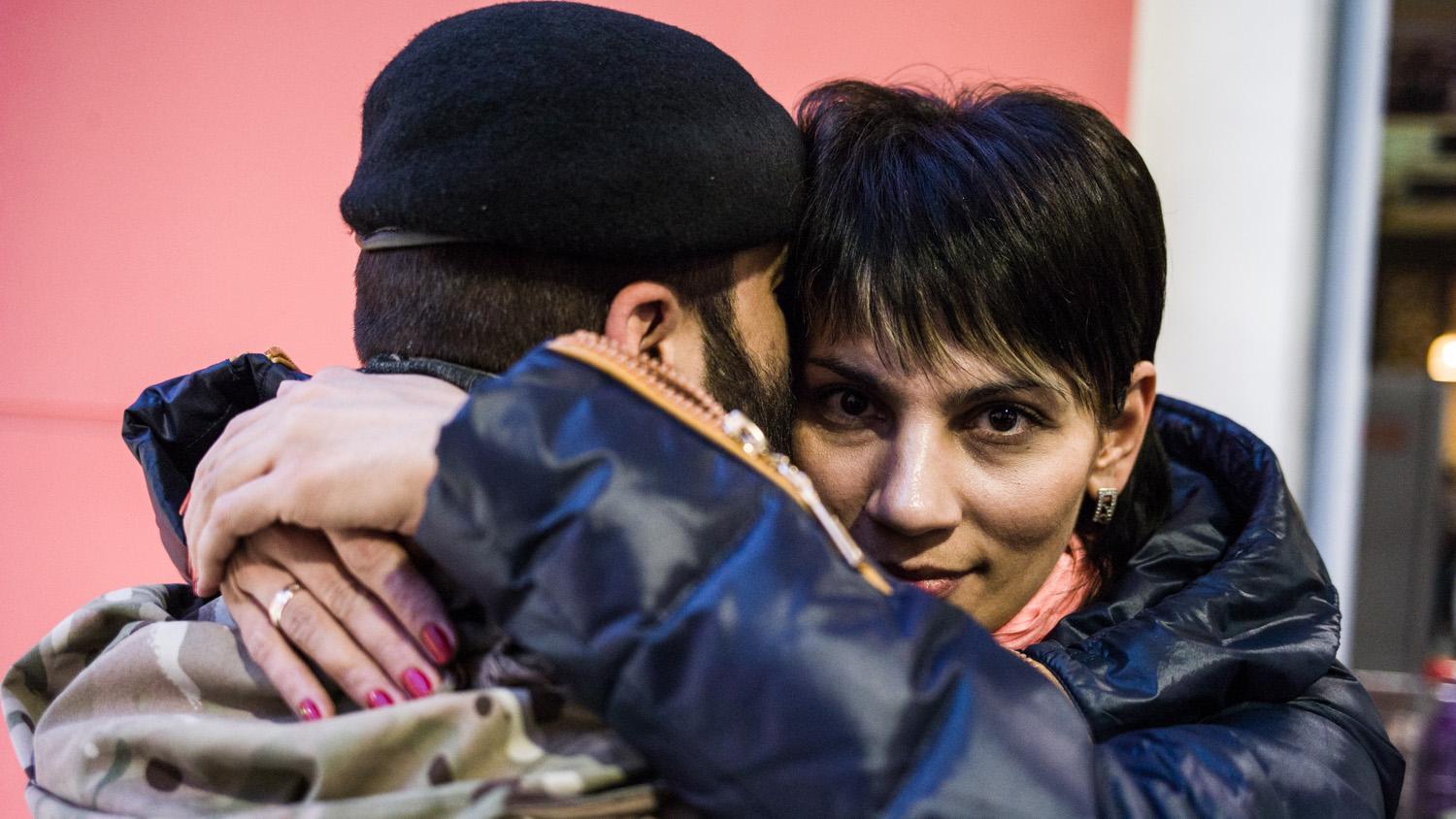 Elmaz and her husband, Timur Barotov, refugees from Crimea who now live in Lviv, Ukraine