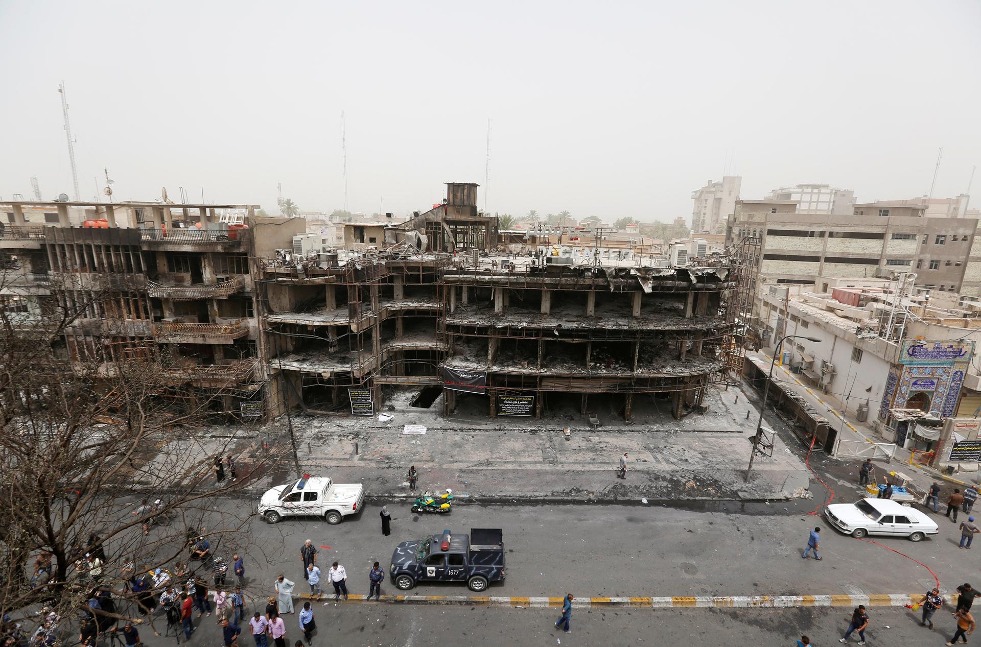 A general view of the site of a suicide car bomb attack