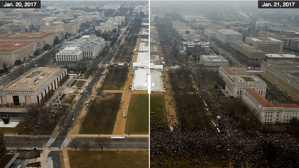 Lead image Trump inauguration crowd comparison with Women's March