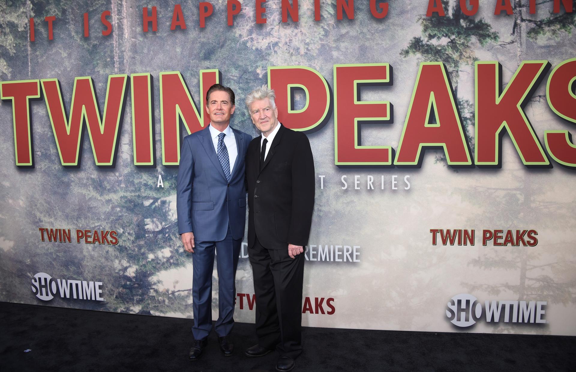 Kyle MacLachlan, left, and David Lynch attend the premiere of "Twin Peaks" in Los Angeles, May 19, 2017.
