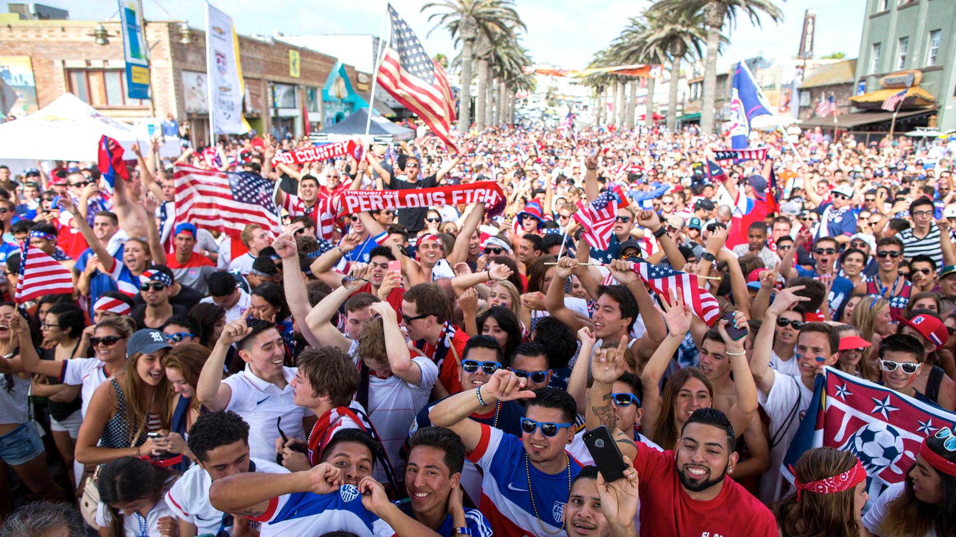 During the World Cup, it's almost impossible to avoid soccer fans whose demeanor will instantly tell you whether their team has won or lost. It's not difficult to tell how these US fans in Hermosa Beach, California, are feeling after the winning goal agai