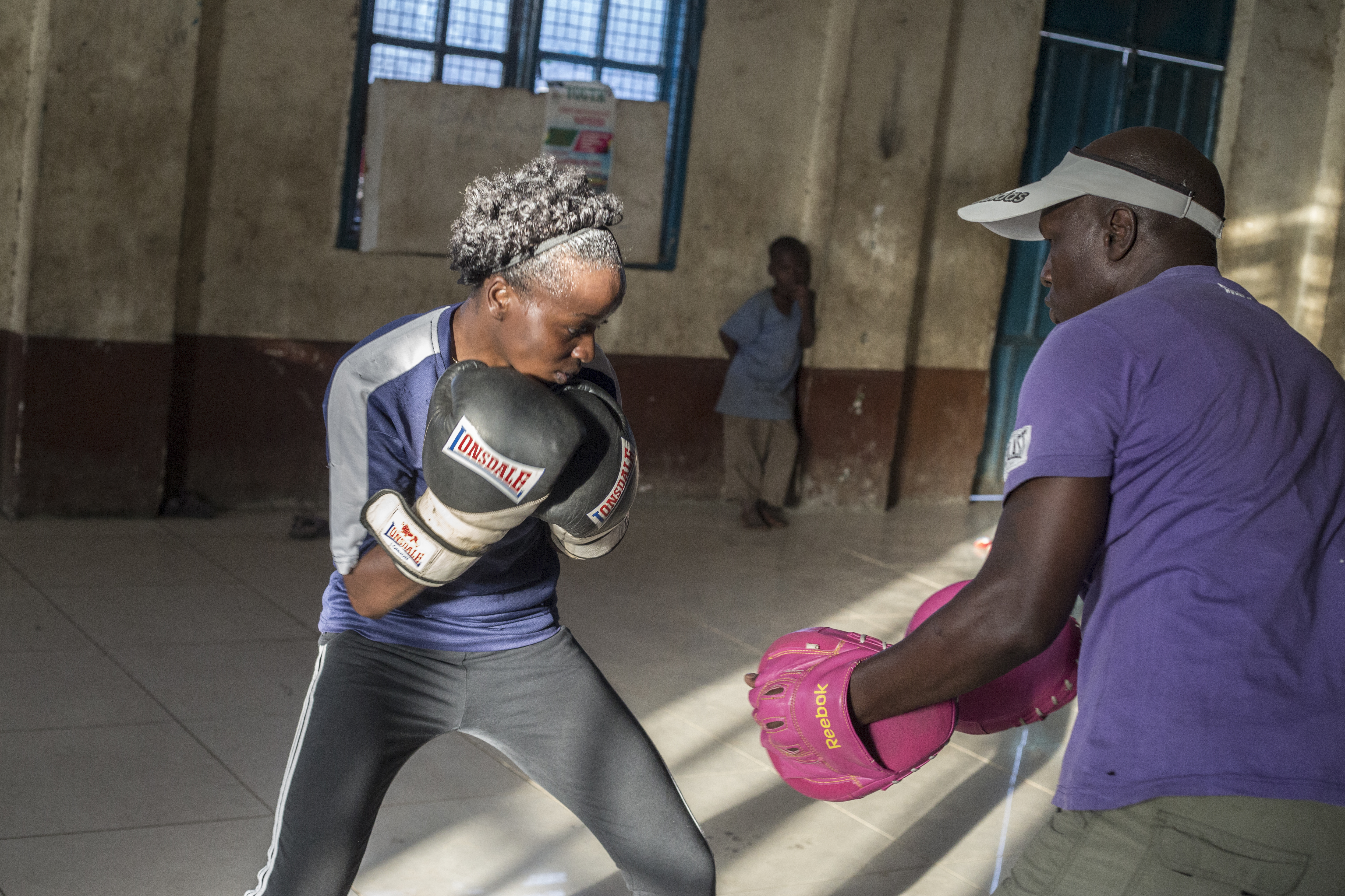 Veronica Mbithe trains at the Dallas Boxing Club in Muthurwa,  Nairobi