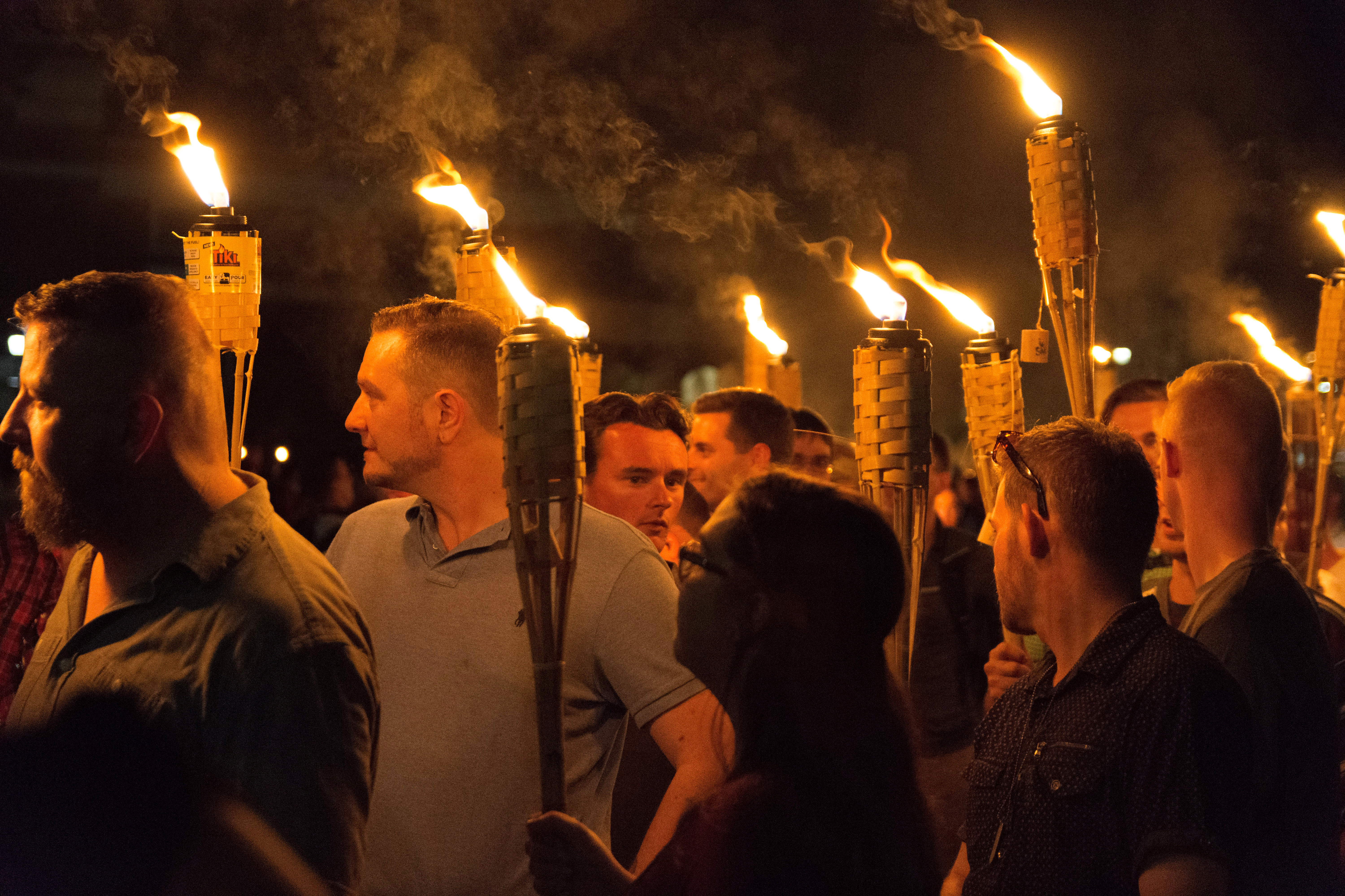 White nationalists carry torches