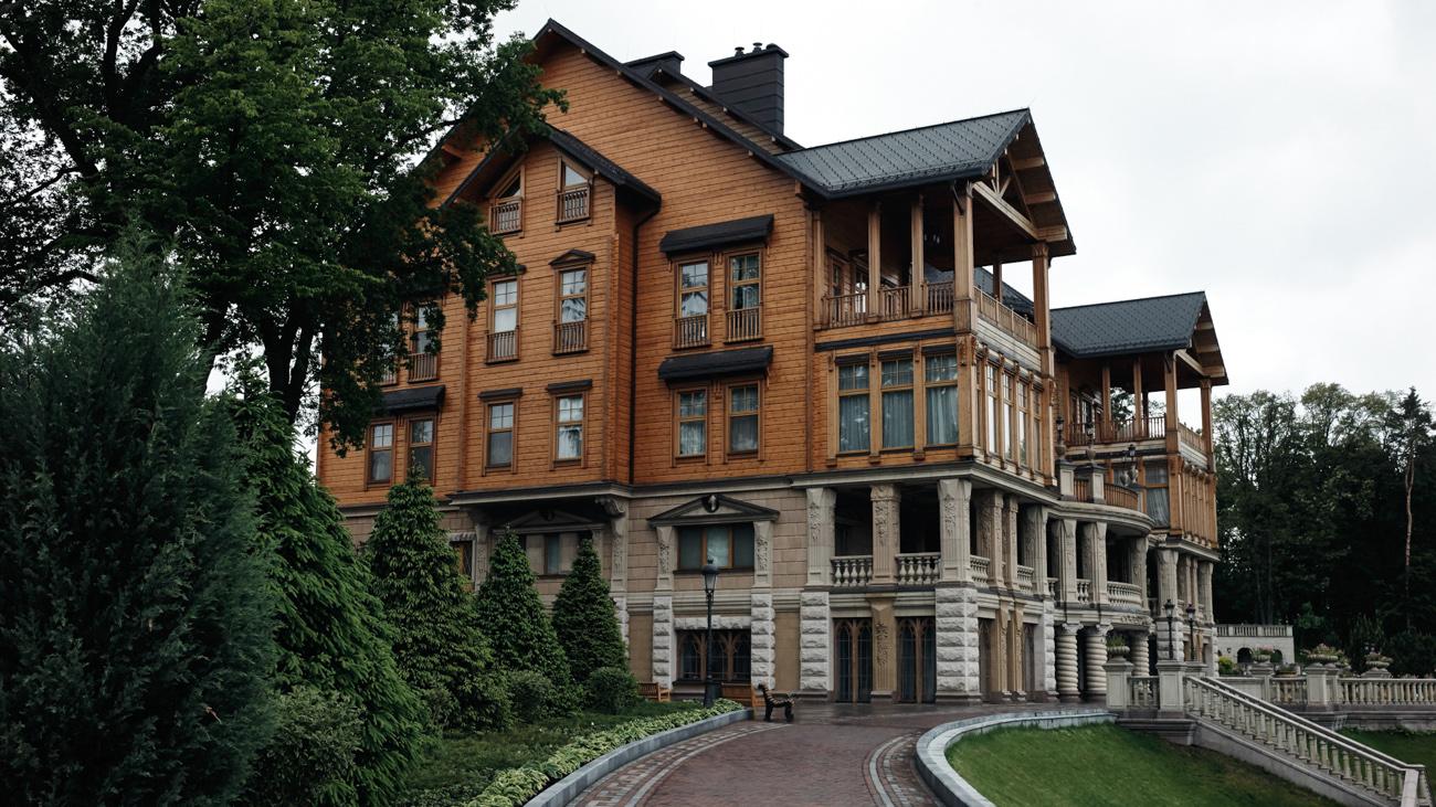 The the main club house inside Mezhgorye, the residence of Ukraine's ousted president Victor Yanukovych.